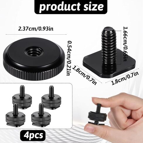 Camera Hot Shoe Mount to 1/4"-20 Tripod Screw Adapter Compatible with Versatile Flash Hot Shoe Mounts for DSLR Camera Rigs, Tripods, Mounting Accessories (4 Pcs) in Kuwait