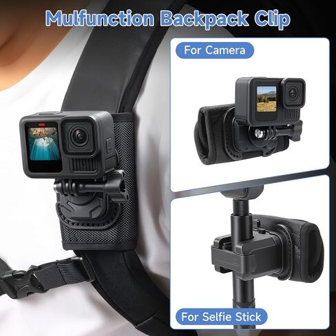 حامل بمشبك على الظهر لعصا سيلفي لـ insta360 X5 X4 Air لـ gopro Hero 13 12 MAX 2 حزام لـ DJI Osmo 360 Action 6 5 Pocket 3 الملحقات in Kuwait