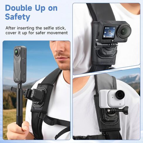 حامل بمشبك على الظهر لعصا سيلفي لـ insta360 X5 X4 Air لـ gopro Hero 13 12 MAX 2 حزام لـ DJI Osmo 360 Action 6 5 Pocket 3 الملحقات in Kuwait