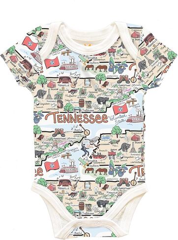 Fish Kiss® State Map Repeat Unisex Baby Romper, Pima Cotton Knit, Baby One-Piece, State Baby Gift Baby Gift, 4-Pack gift set in Saudi Arabia