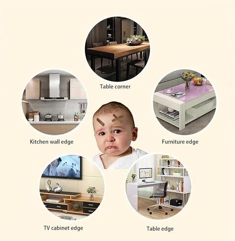 واقي زوايا الطفل، واقيات زوايا الأثاث، مصدات سرير الأطفال، شريط حامي الحواف مع لاصق 3M (13.1 قدم (4 متر) 0.6 * 0.6 بوصة مع 4 زوايا) ناعم وآمن in Kuwait