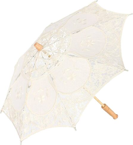 Lace Umbrella Parasol, Decorative Vintage Wedding Bridal Umbrella, Photograph Parasol with Wooden Handle for Home Decoration, Wedding Decoration in Saudi Arabia