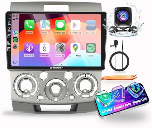 CarPlay Android Auto Navigation Stereo GPS Radio Camera Display 9 "IPS Touchscreen Headunit Tablet Pad Media Player for Ford Everest for Mazda BT-50 2006-2010، إذا كان ذلك ممكنًا، رباعي النواة 2G+64G in Kuwait