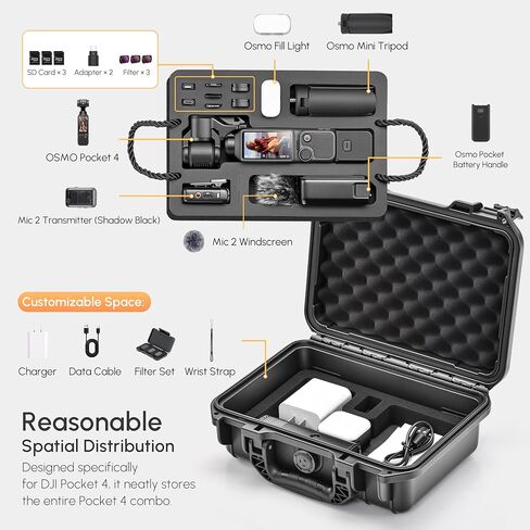 STARTRC PHOTO OSMO Pocket 4/3 Hard Case, Double-layer Waterproof Hard Case for DJI Pocket 3/4 Creator Combo Accessories, Multifunctional Large Capacity Storage Bag in Kuwait