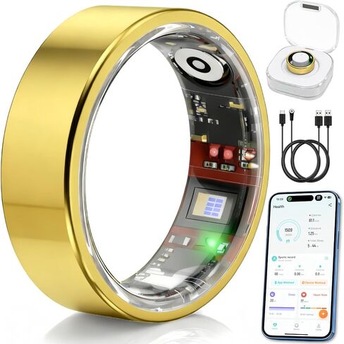 Smart Ring Health & Fitness Tracker for Men & Women – Sleep, Heart Rate & SpO₂ Monitoring, Stress & Activity Tracking, Women’s Health Support, 180+ Sports Modes, IP68 Waterproof, No Subscription Fee in Saudi Arabia