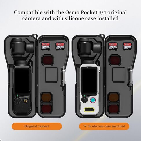 طقم حافظة صلبة مقاومة للماء من Coyktonty لكاميرا DJI Osmo Pocket 4/Pocket 3/Xtra Muse مع حبل، يحمل 3 مرشحات وبطاقتي ذاكرة حماية كاملة ضد الغبار والخدش وحماية من السقوط in Kuwait
