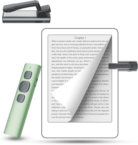 Page Turner Remote for Kindle Paperwhite Oasis Kobo eReaders, Compatible with Kindle E-Readers and Cases, Ideal for eBooks, Ergonomic Remote Control Clicker Reading Novels（Green） in Kuwait