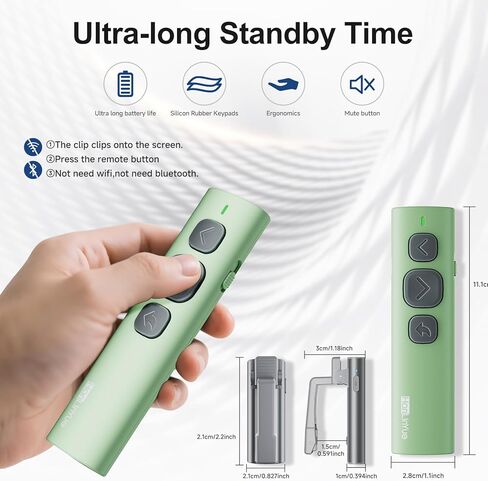 Page Turner Remote for Kindle Paperwhite Oasis Kobo eReaders, Compatible with Kindle E-Readers and Cases, Ideal for eBooks, Ergonomic Remote Control Clicker Reading Novels（Green） in Kuwait