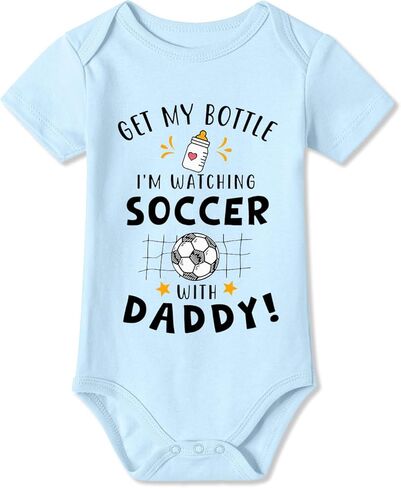 BesserBay Baby Boys Girls I'm Watching Football with Daddy Funny Soccer Bodysuit Infant Onesie in Kuwait