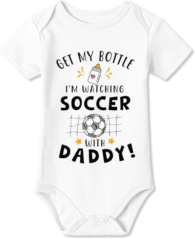 BesserBay Baby Boys Girls I'm Watching Football with Daddy Funny Soccer Bodysuit Infant Onesie in Kuwait