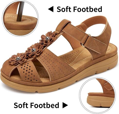 Women's Flat Sandals Dressy: Comfortable Ankle Strap Closed Toe Summer Flower Flats Sandal Casual Fisherman Outdoor Walking Shoes in Kuwait