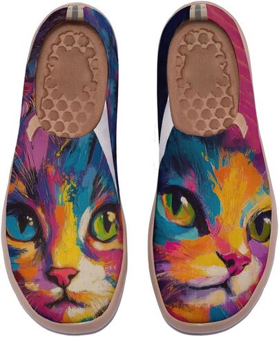 Women's Stylish Cute Slip-On Loafers Breathable Summer Ready Walking Sneakers Breathable Knitted Comfort Shoes | Cat Serises in Saudi Arabia