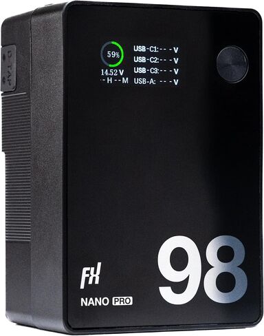 بطارية SONGING FXLION Nano PRO 98WH V-Mount، 14.4 فولت، ليثيوم أيون، أقصى إخراج 156 وات، USB-C PD100W، صنبور D مزدوج، شاشة LCD، للكاميرات والأضواء وأجهزة الكمبيوتر المحمولة in Kuwait