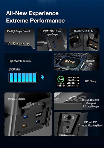 بطارية SONGING FXLION Nano PRO 98WH V-Mount، 14.4 فولت، ليثيوم أيون، أقصى إخراج 156 وات، USB-C PD100W، صنبور D مزدوج، شاشة LCD، للكاميرات والأضواء وأجهزة الكمبيوتر المحمولة in Kuwait