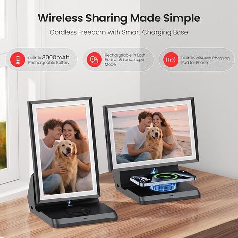 BIGASUO Digital Picture Frame, 10.1" Frameo Digital Frame WiFi with LED Light, 32GB Memory, 1280x800 IPS Touch Screen, Send Photos/Videos from Your Phone Anywhere, Photo Gifts for Parent/Grandparent in Kuwait