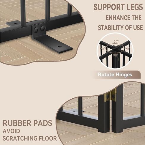 Snuowu 16" Freestanding Short Dog Gate for Small Dogs – Foldable & Retractable, Expands Up to 48" Wide, 4-Panel Pet Barrier for Doorways, Stairs & Hallways (Black) in Kuwait