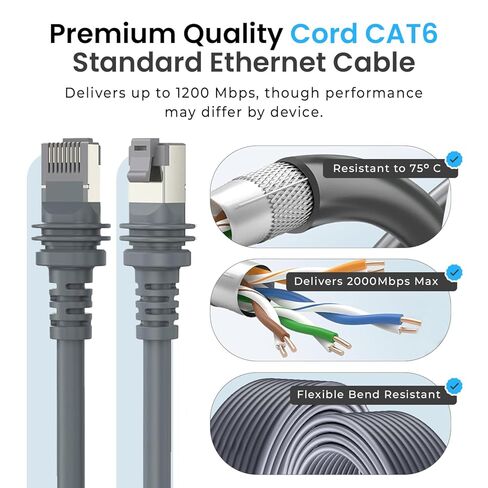 كابل لكابل Starlink Gen 3 البديل المقاوم للماء لكابل إيثرنت لمجموعة الأقمار الصناعية Starlink Standard V3، اتصال شبكة RJ45 مستقر، متوافق مع جهاز التوجيه والطبق Gen 3 (150 قدمًا) in Kuwait