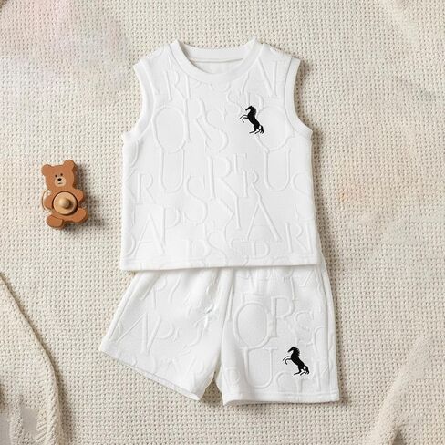Toddler Baby Boy Clothes Cotton Horse Print Summer Outfits Tank Tops Short Sets 4-8 T in Saudi Arabia