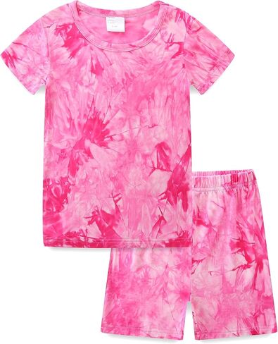 Hikido Toddler Summer Clothes Boys Girls Outfit Soft Rayon Kids Tops Pant Short Sleeve Tie Dye Sets in Saudi Arabia