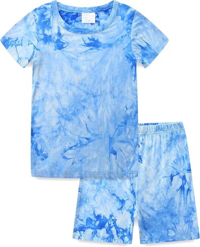 Hikido Toddler Summer Clothes Boys Girls Outfit Soft Rayon Kids Tops Pant Short Sleeve Tie Dye Sets in Saudi Arabia