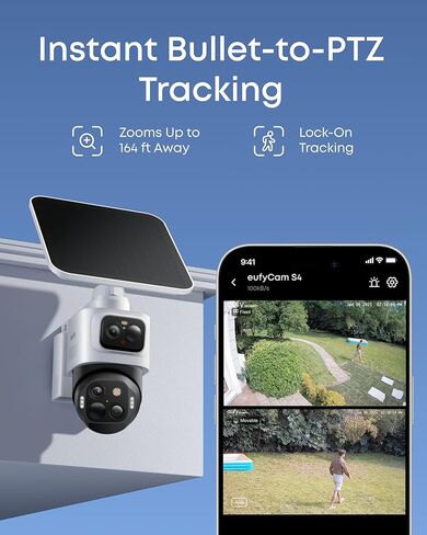eufy Security eufyCam S4 3-Cam Kit، كاميرا شمسية 4K لاسلكية خارجية، كاميرا ثلاثية العدسات Bullet-PTZ، عرض 360 درجة، مسار Cross-Cam، التعرف على الذكاء الاصطناعي، تكبير 8X، رؤية ليلية ملونة، 0 رسوم شهرية، تخزين محلي in Kuwait