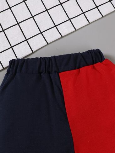 Baby Boys Color Block Polo Shirt & Shorts Set with Number 7 Print for 6M-3Y Toddlers in Kuwait