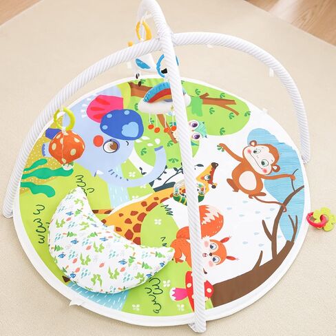 Baby Play Gym، بساط لعب الأنشطة ibabejoy للأطفال حديثي الولادة وحتى الأطفال الصغار، تنمية المهارات الحسية والحركية على أساس المرحلة، منصات اكتشاف اللغة غير القابلة للانزلاق 7 في 1 مع عضاضة in Kuwait