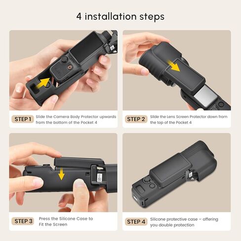 STARTRC PHOTO Osmo Pocket 4 حافظة من السيليكون، غطاء واقي للعدسة، جلد مقاوم للخدش لملحقات DJI Osmo Pocket 4 Creator Combo in Kuwait