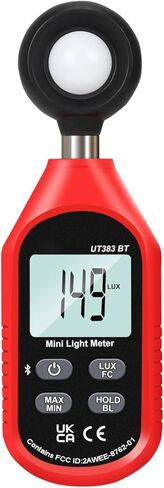 مقياس الضوء UT383BT Lux Meter Lumens مقياس الإضاءة الرقمي 0 ~ 199900 Lux (0 ~ 18500 FC) شموع القدم Luxmeter لنباتات التصوير الفوتوغرافي السينمائي مقياس الضوء لقياس سطوع الإضاءة in Kuwait