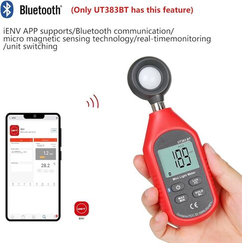 مقياس الضوء UT383BT Lux Meter Lumens مقياس الإضاءة الرقمي 0 ~ 199900 Lux (0 ~ 18500 FC) شموع القدم Luxmeter لنباتات التصوير الفوتوغرافي السينمائي مقياس الضوء لقياس سطوع الإضاءة in Kuwait