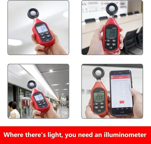 مقياس الضوء UT383BT Lux Meter Lumens مقياس الإضاءة الرقمي 0 ~ 199900 Lux (0 ~ 18500 FC) شموع القدم Luxmeter لنباتات التصوير الفوتوغرافي السينمائي مقياس الضوء لقياس سطوع الإضاءة in Kuwait