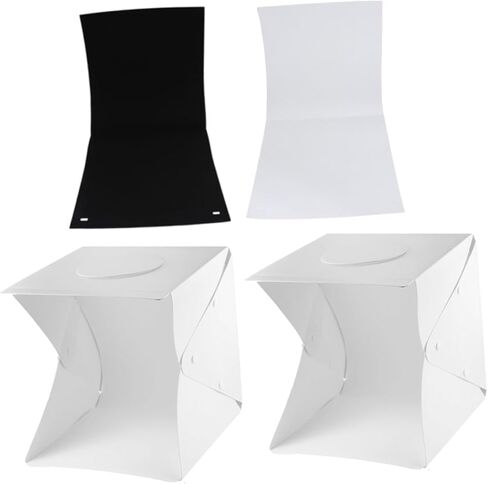 Healeved Portable Photography Light Box Kit with 30cm LED Softbox, Dual Color Black and White Backdrops, Mini Photo Light Tent for Product and Jewelry Photography in Kuwait