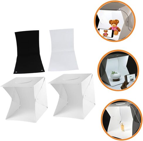 Healeved Portable Photography Light Box Kit with 30cm LED Softbox, Dual Color Black and White Backdrops, Mini Photo Light Tent for Product and Jewelry Photography in Kuwait