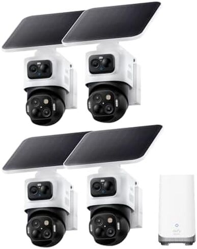eufy Security eufyCam S4 4-Cam Kit with Smart Display E10, 4K Solar Camera Wireless Outdoor, Triple Lens PTZ Cam, 360° View, Multi-Screen Streaming, AI Recognition, 8X Zoom, No Monthly Fee, in Kuwait