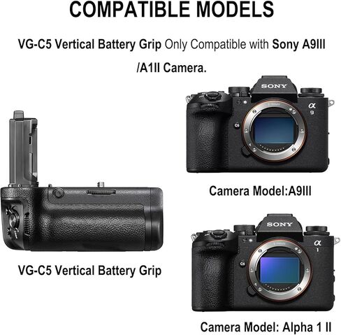 Vertical Battery Grip VG-C5 for Sony Alpha A9III A1II Camera, Replacement for Sony VG-C5, Work with NP-FZ100 Rechargeable Battery in Kuwait