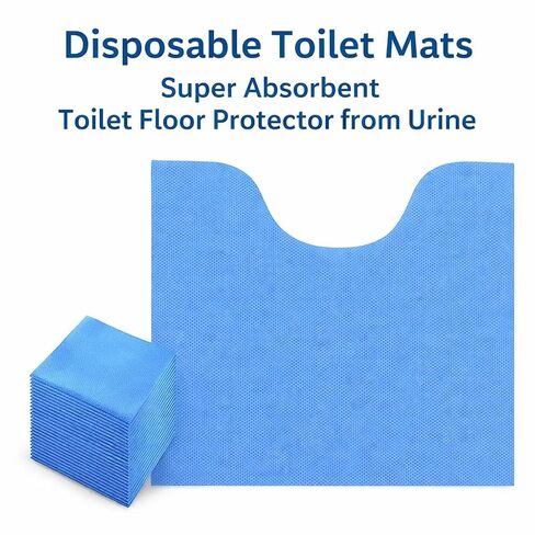 Upgraded 25 Pack Disposable Toilet Mats,Super Absorbent Toilet Floor Protector from Urine,Disposable Toilet Floor Mat for Urine,U Shaped Toilet Mat for Urine,Around Toilet Floor Protector 24" x 22" in Kuwait