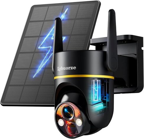 5G&2.4GHz 4MP Solar Security Camera Wireless Outdoor, 100% Wire-Free Home Security Camera w/ WiFi 6, Battery Powered Outdoor Camera, 360° PTZ, Color Night Vision, AI Motion Detection, IP65 Waterproof in Saudi Arabia