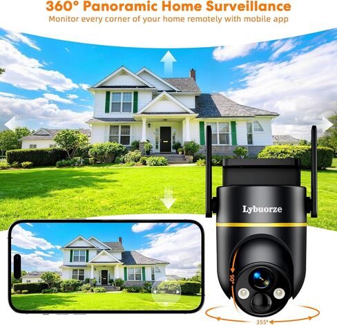 5G&2.4GHz 4MP Solar Security Camera Wireless Outdoor, 100% Wire-Free Home Security Camera w/ WiFi 6, Battery Powered Outdoor Camera, 360° PTZ, Color Night Vision, AI Motion Detection, IP65 Waterproof in Saudi Arabia