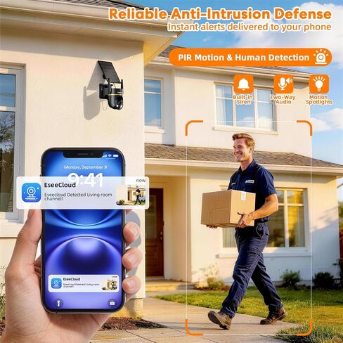 5G&2.4GHz 4MP Solar Security Camera Wireless Outdoor, 100% Wire-Free Home Security Camera w/ WiFi 6, Battery Powered Outdoor Camera, 360° PTZ, Color Night Vision, AI Motion Detection, IP65 Waterproof in Saudi Arabia