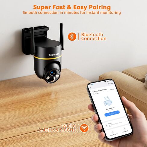 5G&2.4GHz 4MP Solar Security Camera Wireless Outdoor, 100% Wire-Free Home Security Camera w/ WiFi 6, Battery Powered Outdoor Camera, 360° PTZ, Color Night Vision, AI Motion Detection, IP65 Waterproof in Saudi Arabia
