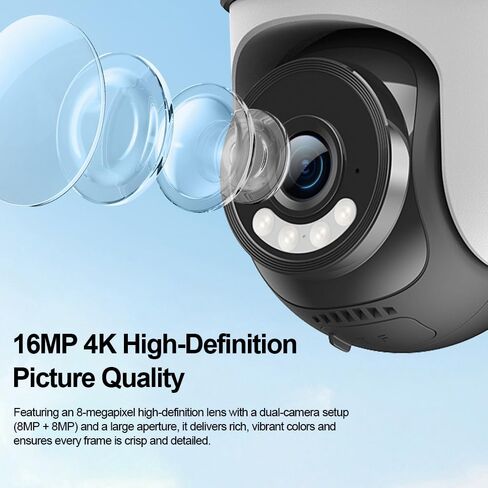Indoor Camera for Home Security, Outdoor Wired Pan/Tilt Pet Camera with Motion Detection and Tracking, Two-Way Audio, Night Vision, Cloud & Local SD Storage, Surveillance & Security Cameras, White in Kuwait
