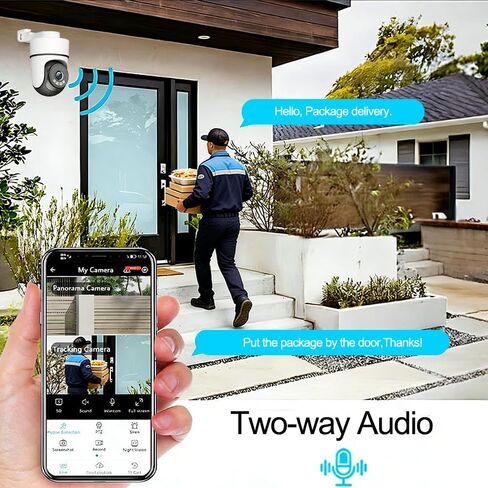 Indoor Camera for Home Security, Outdoor Wired Pan/Tilt Pet Camera with Motion Detection and Tracking, Two-Way Audio, Night Vision, Cloud & Local SD Storage, Surveillance & Security Cameras, White in Kuwait