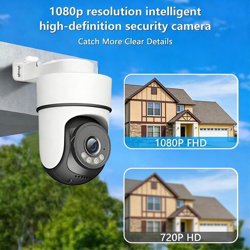 Indoor Camera for Home Security, Outdoor Wired Pan/Tilt Pet Camera with Motion Detection and Tracking, Two-Way Audio, Night Vision, Cloud & Local SD Storage, Surveillance & Security Cameras, White in Kuwait