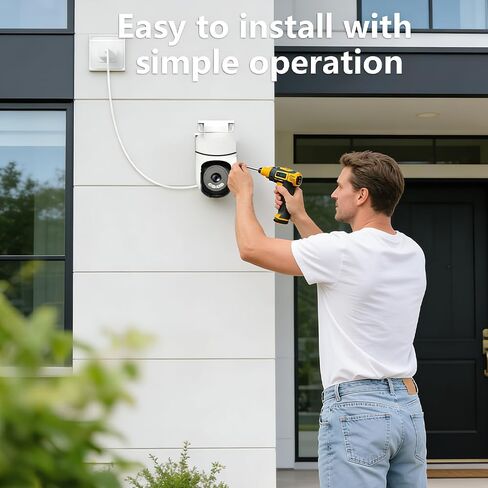 Indoor Camera for Home Security, Outdoor Wired Pan/Tilt Pet Camera with Motion Detection and Tracking, Two-Way Audio, Night Vision, Cloud & Local SD Storage, Surveillance & Security Cameras, White in Kuwait