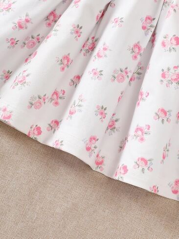Baby Girl Floral Outfit Short Sleeve Dress with Bow Details Matching Headband Infant Outfit in Saudi Arabia