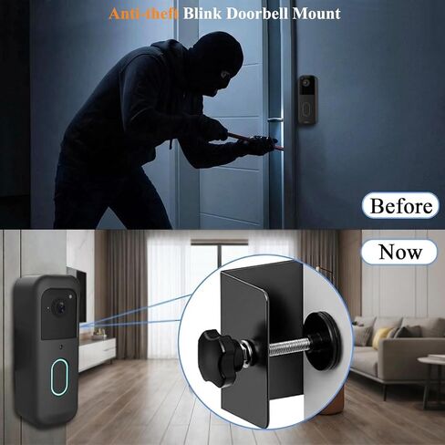 Blink Doorbell Mount, Anti-Theft Blink Video Doorbell Door Mount Bracket, No Drilling, Not Block Motion Sensor, Easy to Install, Fit for Video Doorbell 2nd Gen (Black) in Kuwait