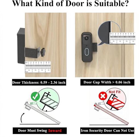 Blink Doorbell Mount, Anti-Theft Blink Video Doorbell Door Mount Bracket, No Drilling, Not Block Motion Sensor, Easy to Install, Fit for Video Doorbell 2nd Gen (Black) in Kuwait