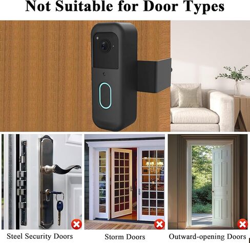 Blink Doorbell Mount, Anti-Theft Blink Video Doorbell Door Mount Bracket, No Drilling, Not Block Motion Sensor, Easy to Install, Fit for Video Doorbell 2nd Gen (Black) in Kuwait