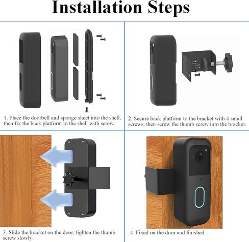 Blink Doorbell Mount, Anti-Theft Blink Video Doorbell Door Mount Bracket, No Drilling, Not Block Motion Sensor, Easy to Install, Fit for Video Doorbell 2nd Gen (Black) in Kuwait