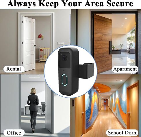 Blink Doorbell Mount, Anti-Theft Blink Video Doorbell Door Mount Bracket, No Drilling, Not Block Motion Sensor, Easy to Install, Fit for Video Doorbell 2nd Gen (Black) in Kuwait